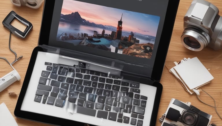 A vibrant behind-the-scenes shot of a video shoot with a camera and lighting setup.