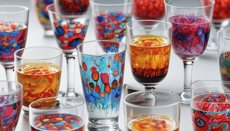 Close-up of a designer sketching a unique glassware pattern on paper.