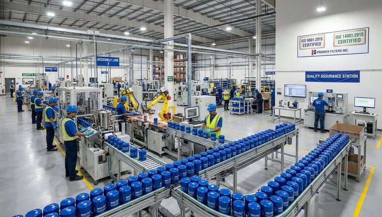 MakeXCar oil filter factory production line showing automated assembly and quality control