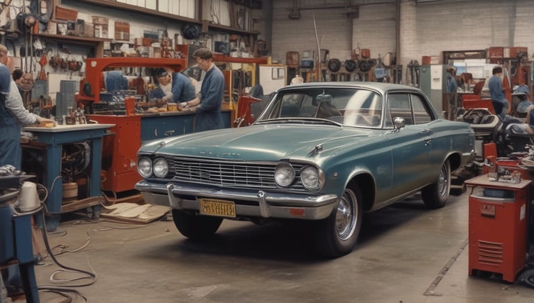 a man working on a car in a garage