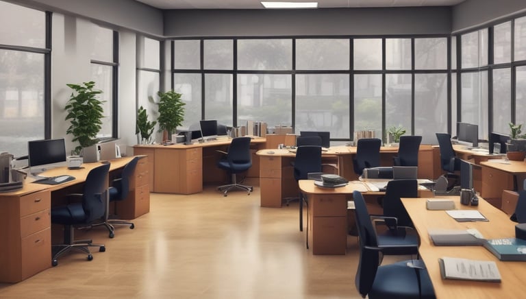 a man in a blue shirt and headphones is sitting at a desk with a