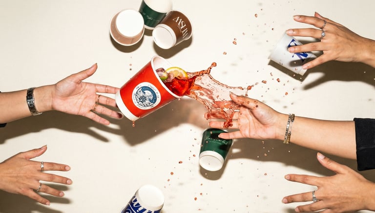 Custom printed double wall cups UAE: Premium 4oz, 6.5oz, 8oz coffee cups.