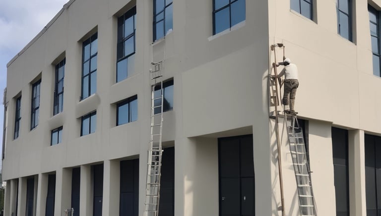 Image showing a commercial building with a newly sealed parking lot and clean exterior.