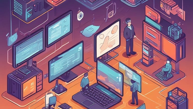 Visualization of a complex DevOps workflow with cloud infrastructure and automation tools.
