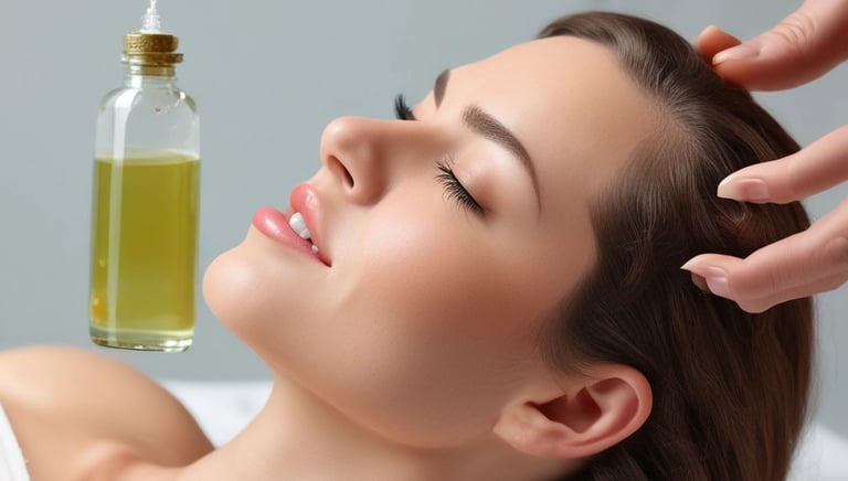 Close-up of a client enjoying a soothing head spa treatment in a cozy salon setting.