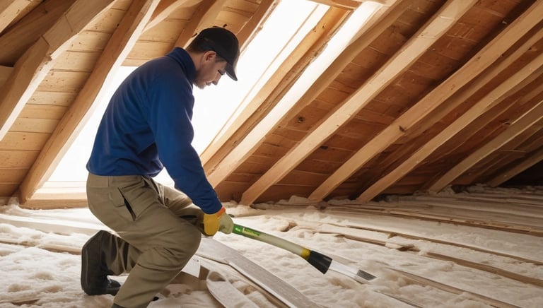 a man working on a pipe in a wall