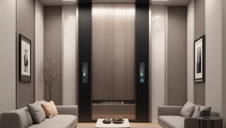 Close-up of a technician fixing elevator mechanics with tools.