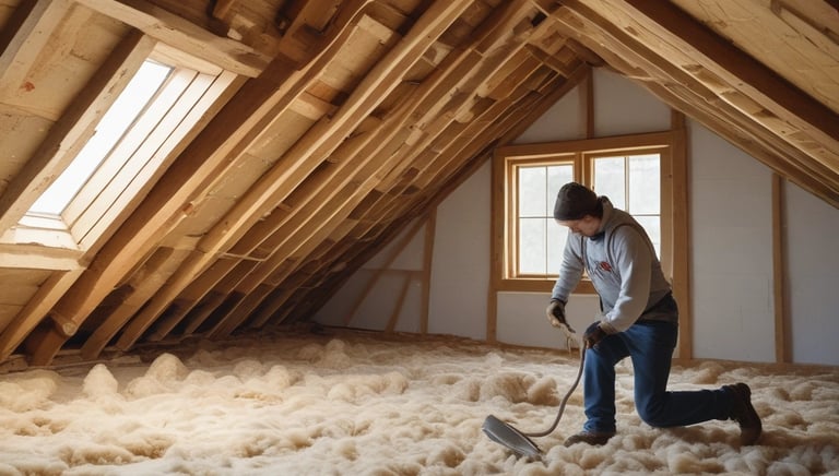 a man working on a pipe in a wall