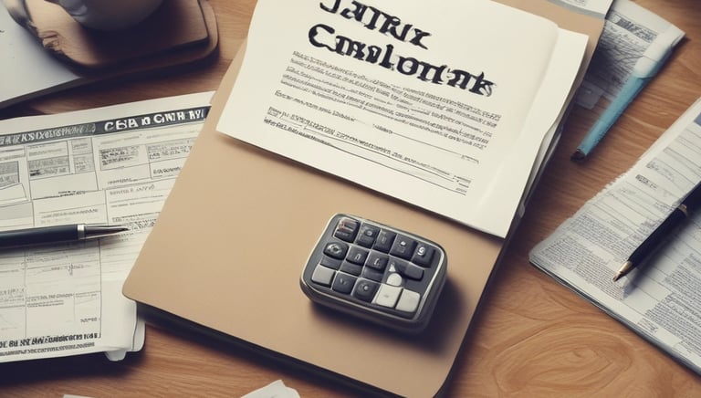 Close-up of hands calculating loan payments with a calculator and documents.