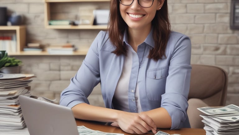 A smiling person receiving a loan approval notification on their smartphone.