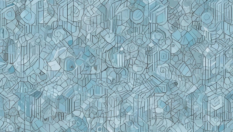 Mosaic in blue and grey representing system design