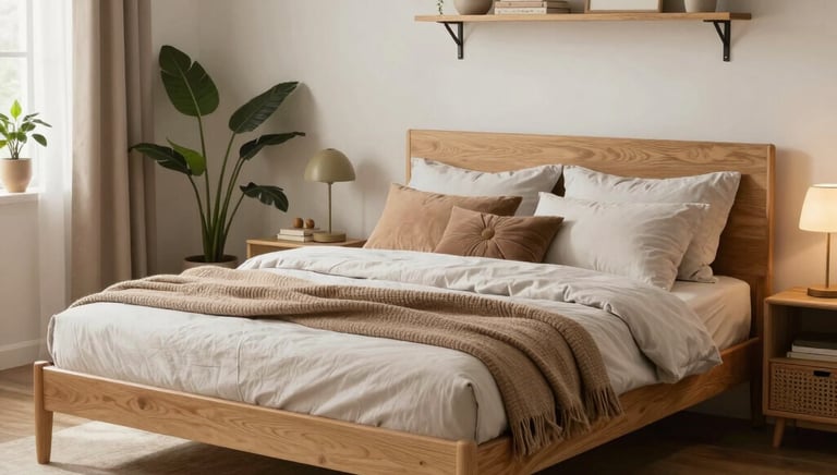 A flat lay of design magazines, fabric swatches, and a steaming cup of tea.