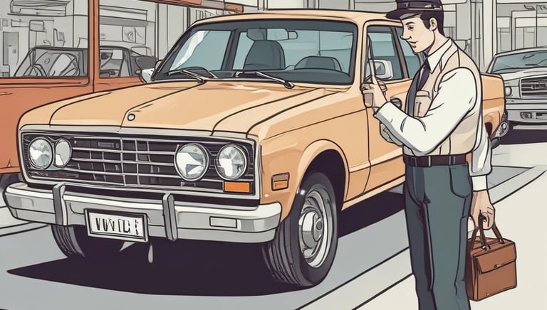 A certified expert conducting a thorough vehicle inspection outdoors.