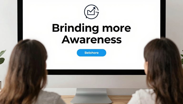 A laptop screen showing Google search ads with nonprofit messages displayed prominently.