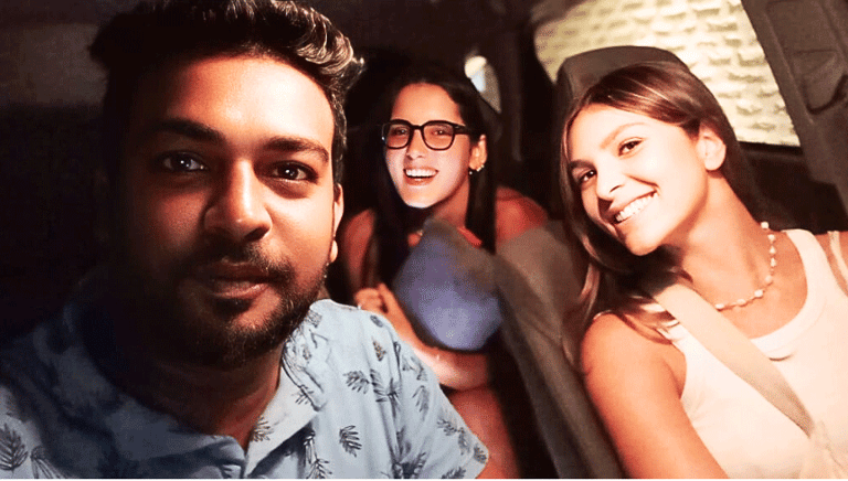 Tourist girls traveling with private driver in a comfortable car during Sri Lanka tour