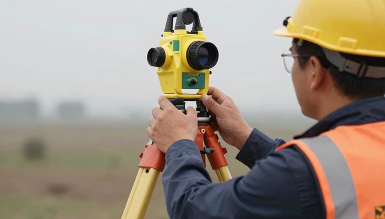An architect reviewing blueprints on a construction site with a team, ensuring smooth project progress.