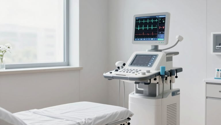 Elegant line icon of a heart with an ECG line in deep blue on white background