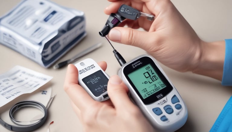 A friendly technician in a blue uniform collecting a blood sample from a patient at home.
