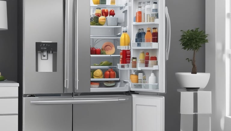 Close-up of a fridge compressor being inspected by a professional.
