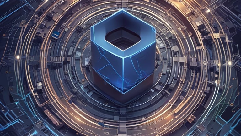 A close-up of a secure digital lock overlaying a network background symbolizing cybersecurity.