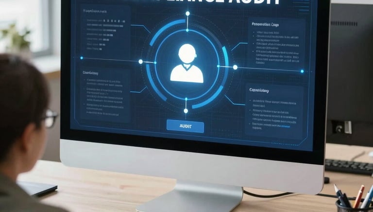 A digital shield made of glowing blue circuits protecting a network grid.