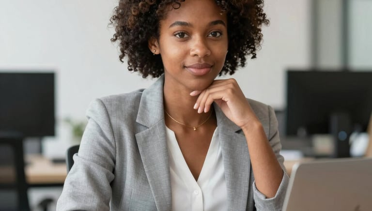 A recruiter coaching a candidate in a bright office setting.