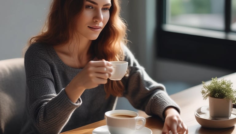 A peaceful sleeping person surrounded by soft blue waves representing deep sleep frequency.