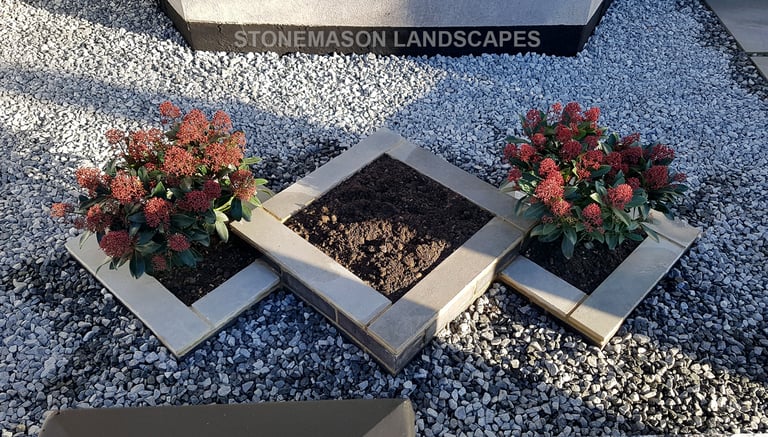 Tripple Diamond Dynamic Raised Modern Planters Front Garden