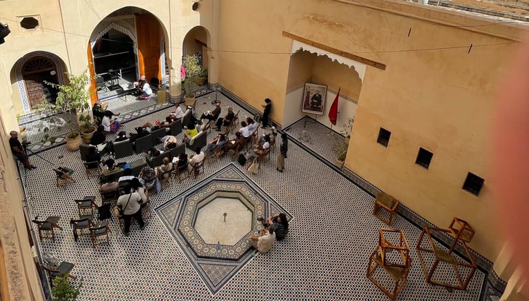 view of the riad courtyard at the nomadic african studio