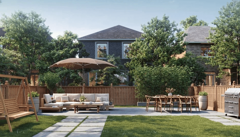 Backyard view of Five Creeks Home