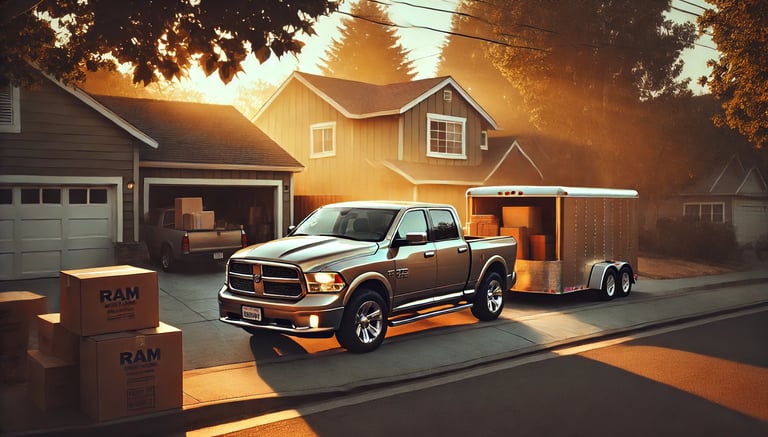 A WE HAUL's pickup truck pulling into Agoura Hills CA Client for an estate cleanout job.