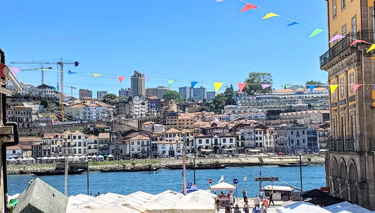 The historic Porto city Skyline and Douro River port