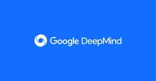 a blue background with the google deepmind logo