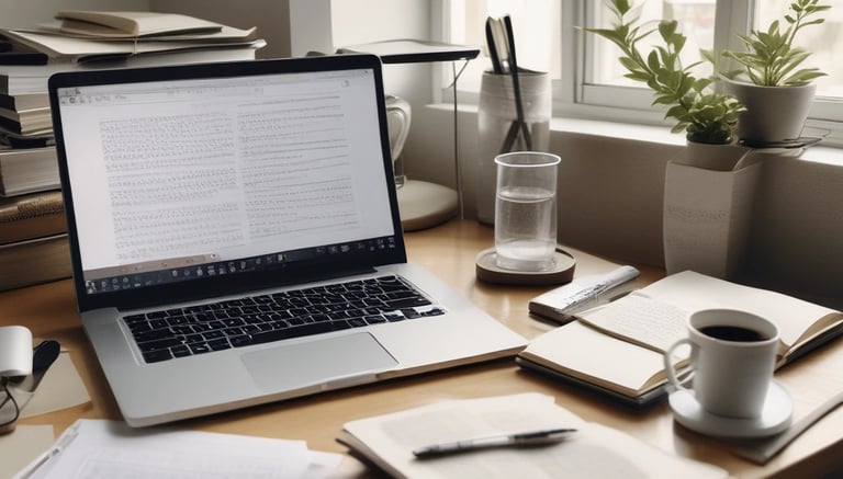 A writer and editor collaborating over manuscript notes in a cozy studio.