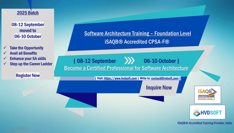 2025, iSAQB foundation level, Software Architecture Training Foundation Level by HVDSOFT Pvt. Ltd.
