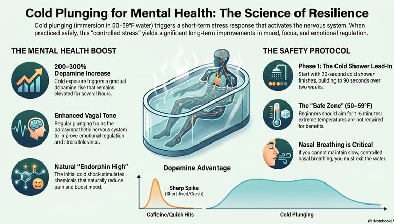 Cold Plunging for mental health infographic 