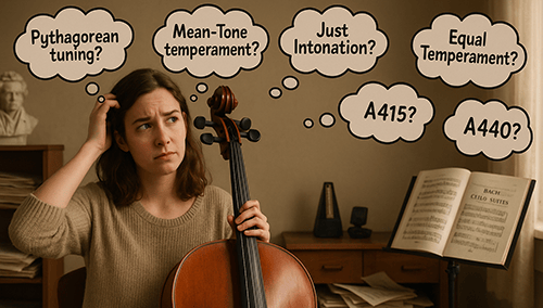 cellist puzzling over intonation