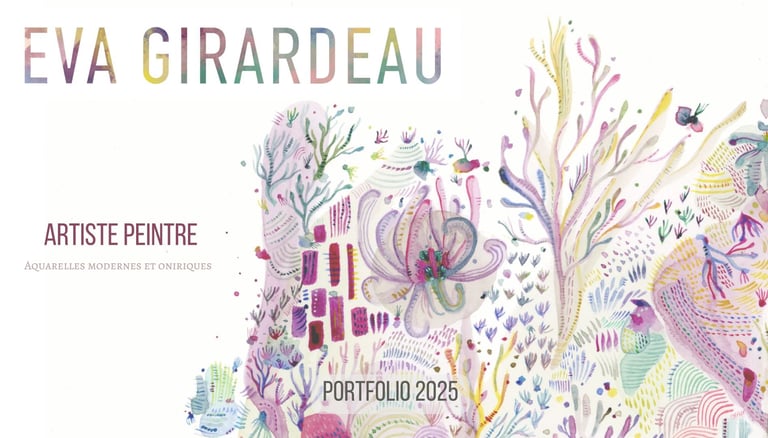 Page de présentation du portfolio d'aquarelle de l'artiste Eva Girardeau