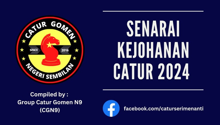 SENARAI KEJOHANAN CATUR Malaysia 2024. Catur Seri Menanti. Malaysia Chess Tournaments 2024. 