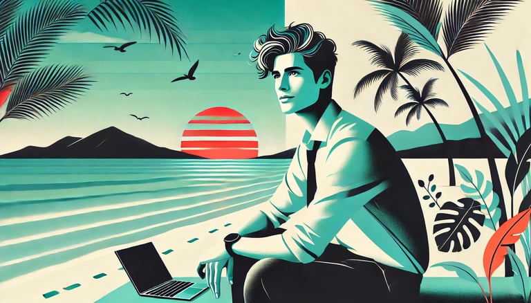 A young entrepreneur working remotely from Maldives