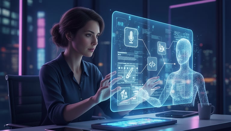  Uma mulher sentada em uma mesa com um laptop e um tablet.