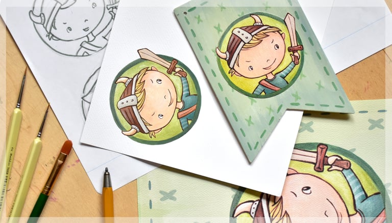 handmade illustrations and illustrated decorations with the final image