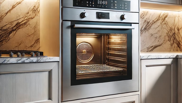 a kitchen with a stove and oven in the middle 