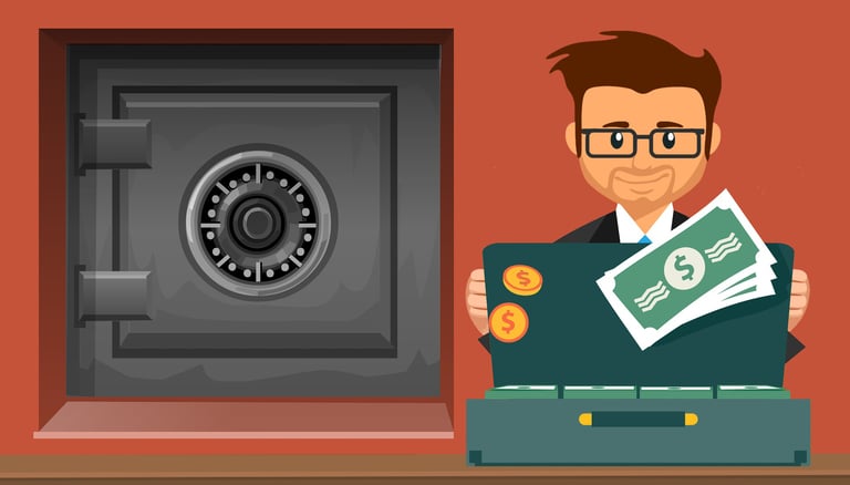 guy with briefcase and secure gold bullion depository for precious metals