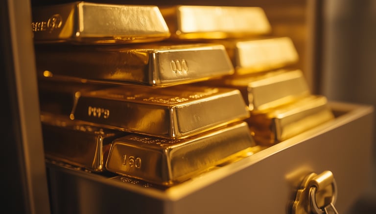gold bars in a safety vault storage