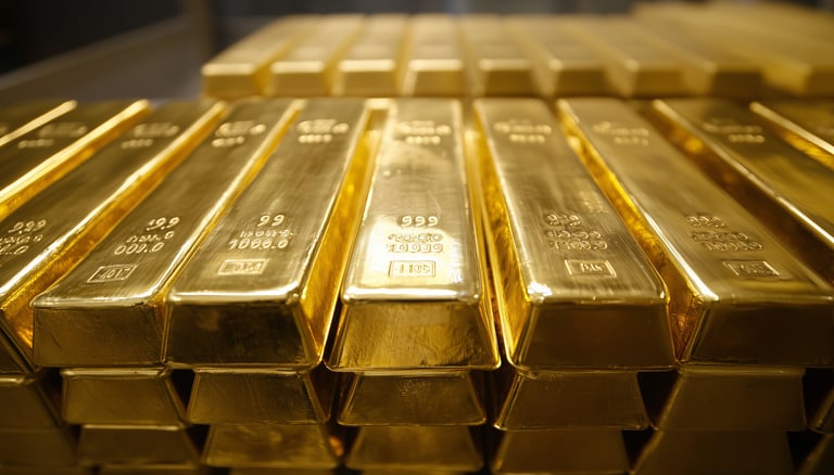 high quality gold bullion bars in stacks