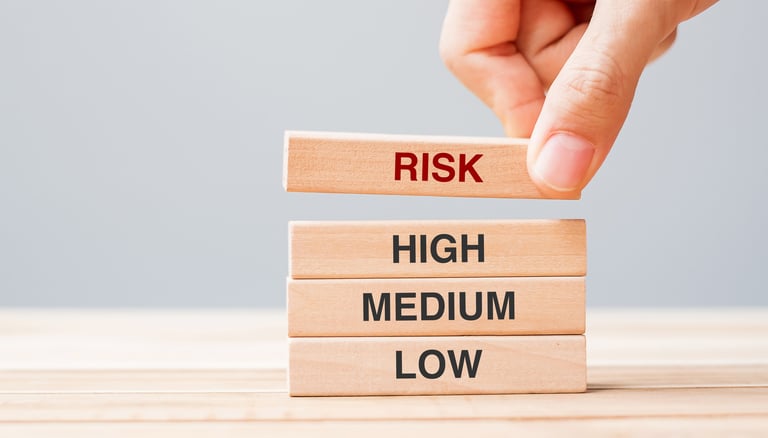 wooden blocks labeled with different risk tolerance levels