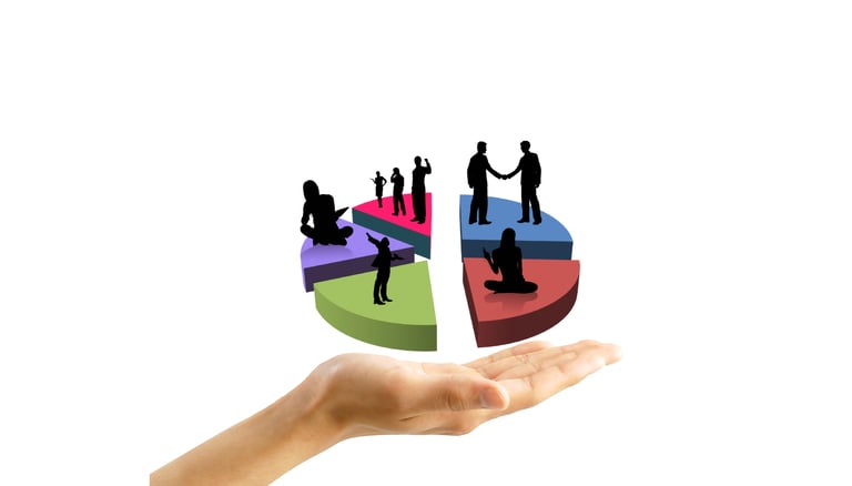 pie chart with different age groups and their investment portfolios