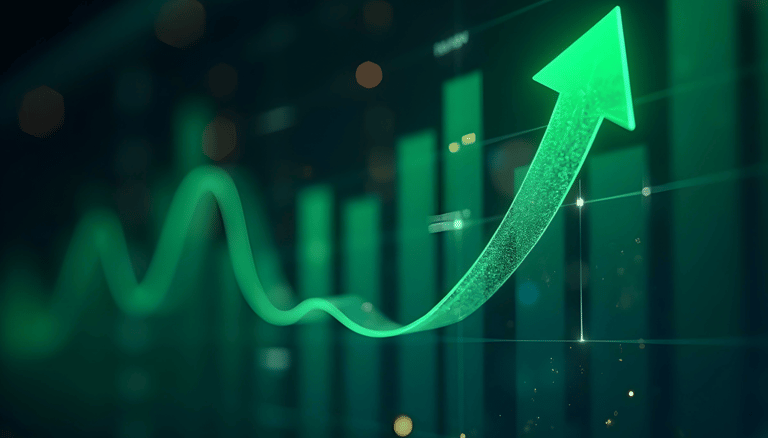 green arrow going up for high growth stocks for retirement