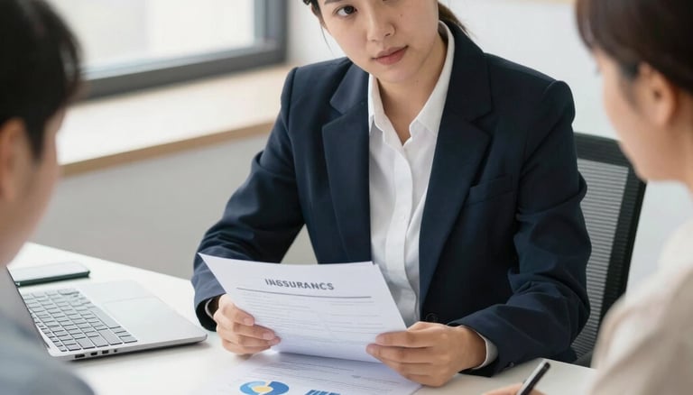 Close-up of hands reviewing mutual fund documents with a calculator and laptop.